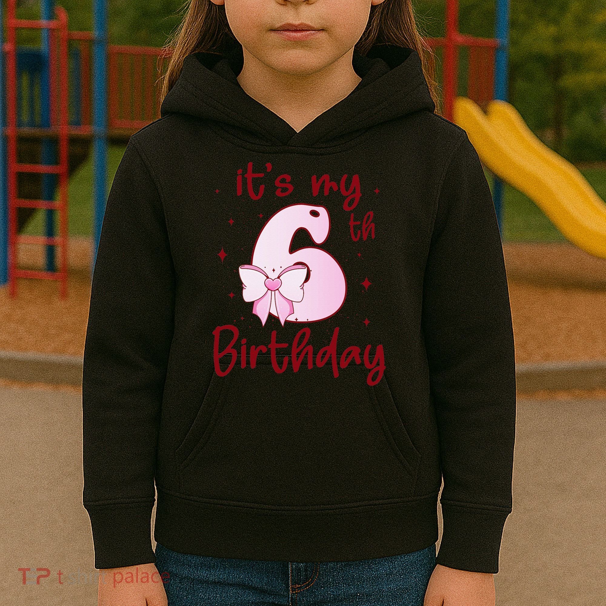 Its My 6th Birthday 6 Years Old Bday Coquette Bow BD Kids Hoodie
