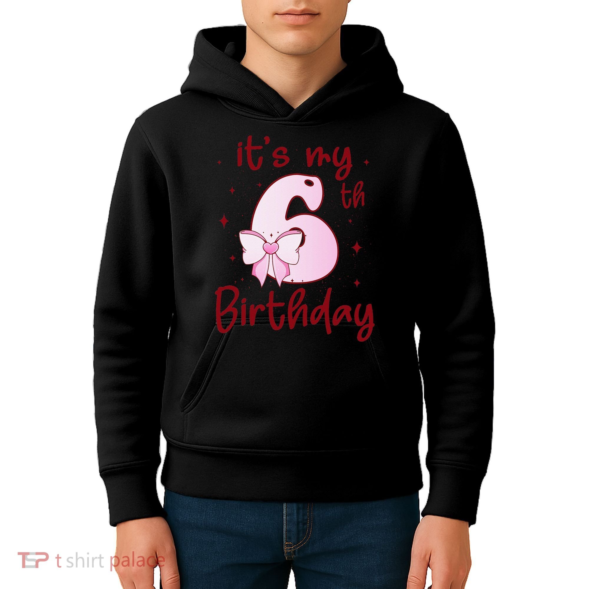 Its My 6th Birthday 6 Years Old Bday Coquette Bow BD Kids Hoodie