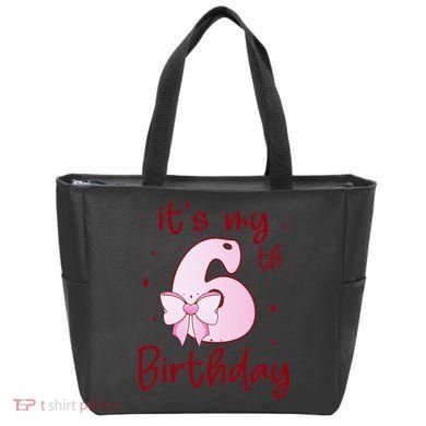 Its My 6th Birthday 6 Years Old Bday Coquette Bow BD Tote Bag