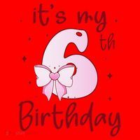 Its My 6th Birthday 6 Years Old Bday Coquette Bow BD Santa Hat thumb 1