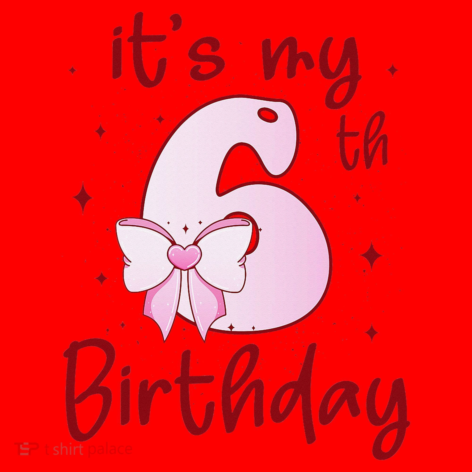 Its My 6th Birthday 6 Years Old Bday Coquette Bow BD Santa Hat