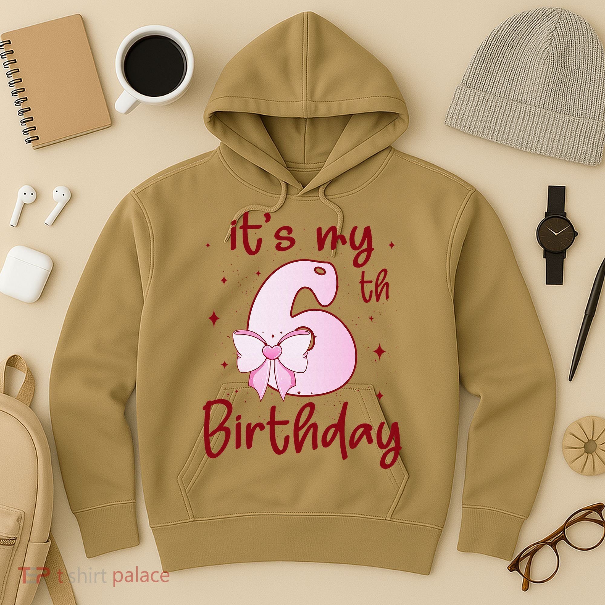Its My 6th Birthday 6 Years Old Bday Coquette Bow BD Hoodie