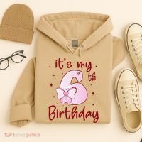 Its My 6th Birthday 6 Years Old Bday Coquette Bow BD Hoodie thumb 4