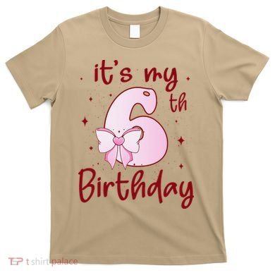 Its My 6th Birthday 6 Years Old Bday Coquette Bow BD T-Shirt