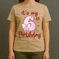 Its My 6th Birthday 6 Years Old Bday Coquette Bow BD T-Shirt thumb 4