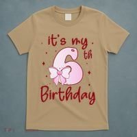 Its My 6th Birthday 6 Years Old Bday Coquette Bow BD T-Shirt thumb 5