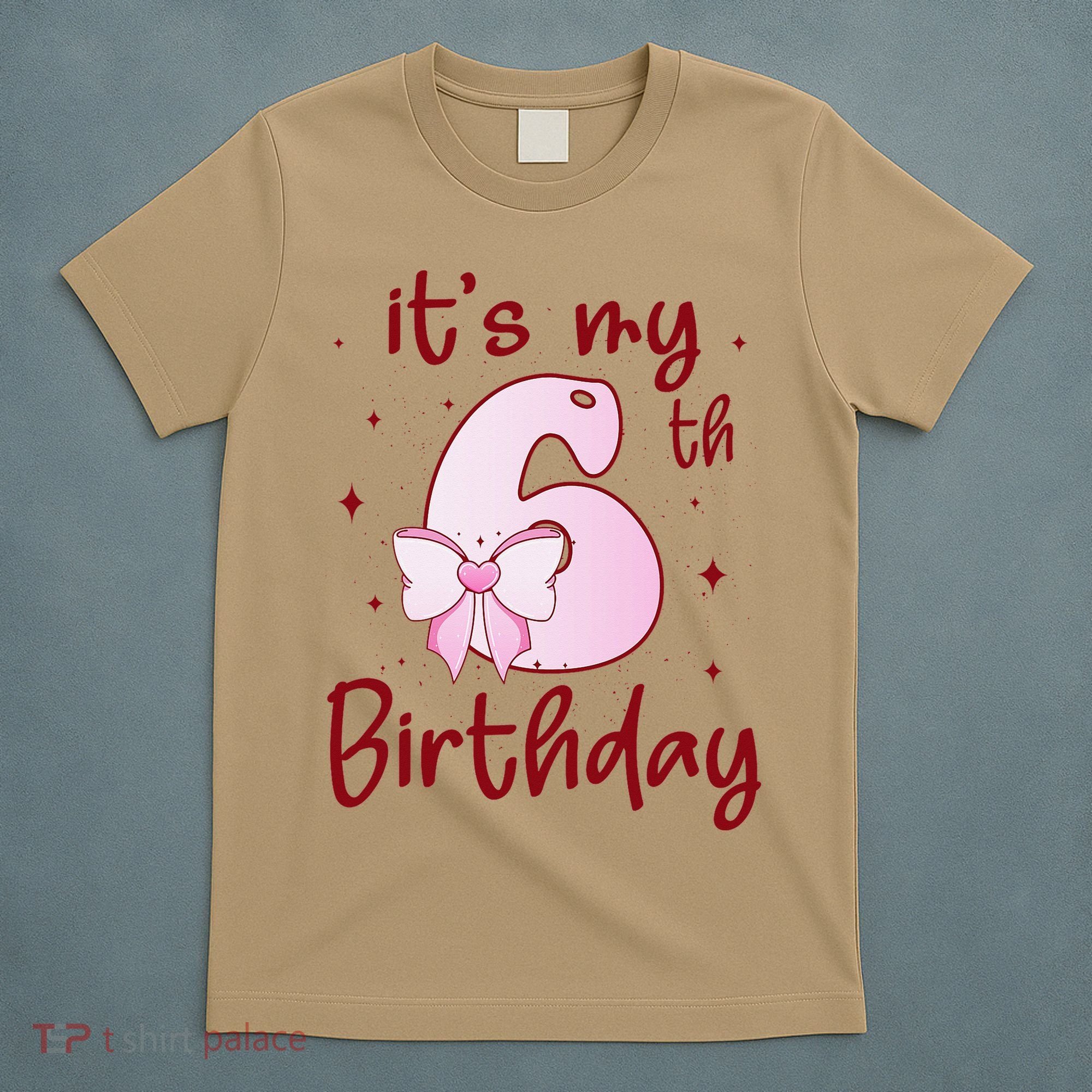 Its My 6th Birthday 6 Years Old Bday Coquette Bow BD T-Shirt