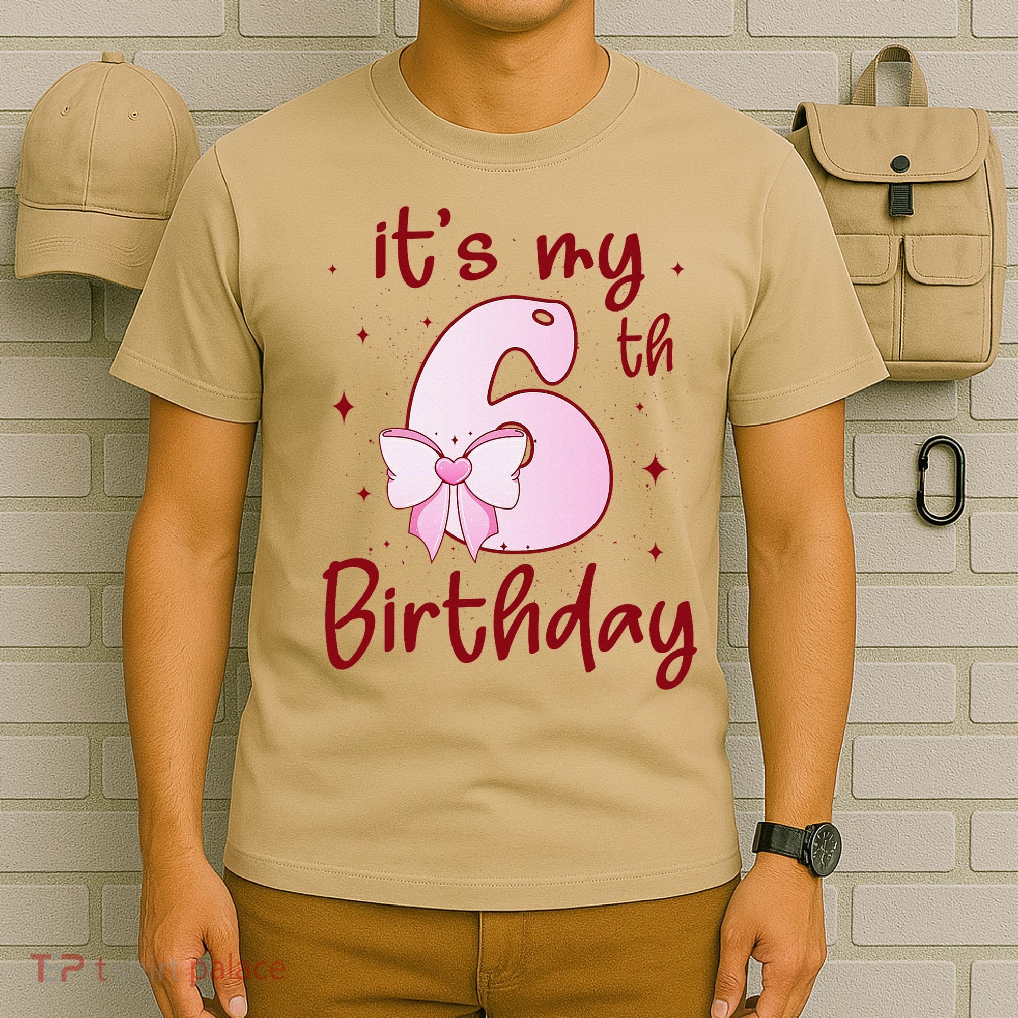Its My 6th Birthday 6 Years Old Bday Coquette Bow BD T-Shirt
