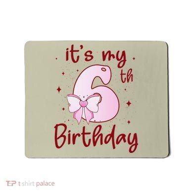 Its My 6th Birthday 6 Years Old Bday Coquette Bow BD Mousepad