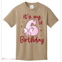 Its My 6th Birthday 6 Years Old Bday Coquette Bow BD Kids T-Shirt thumb 0