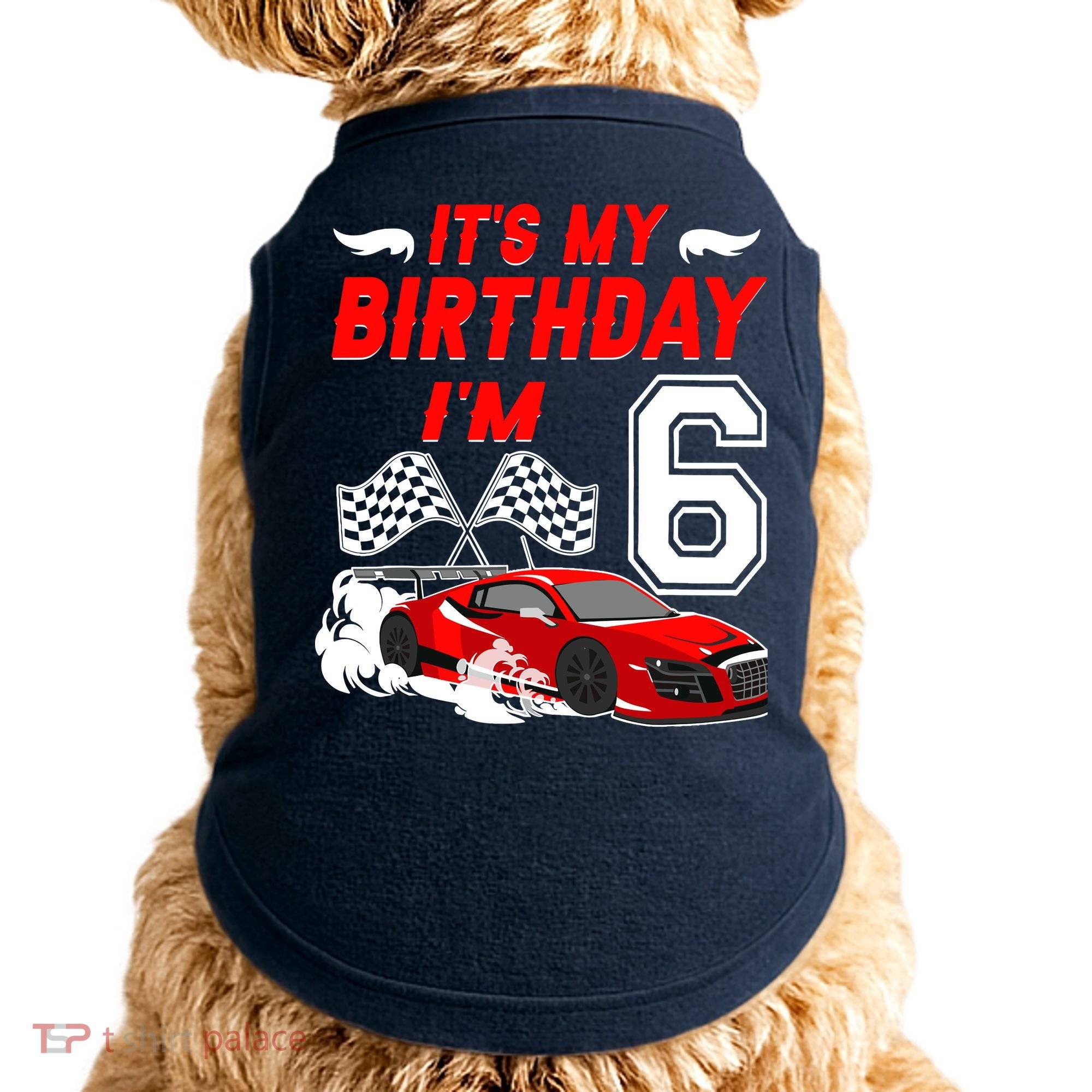 ItS My 6th Birthday Boy Race Car Racing 6 Years Old Doggie Tank