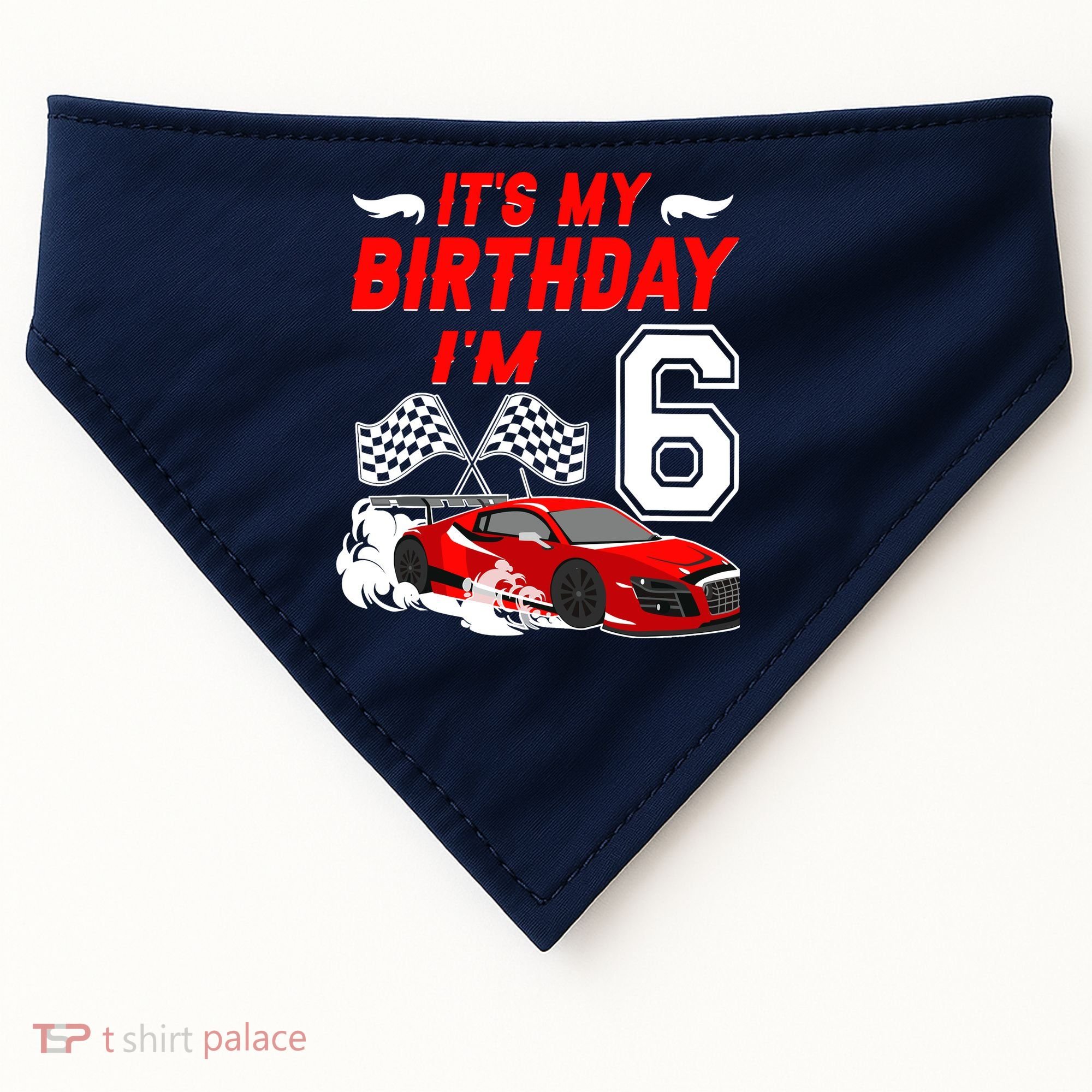 ItS My 6th Birthday Boy Race Car Racing 6 Years Old USA-Made Doggie Bandana