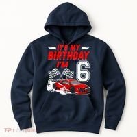ItS My 6th Birthday Boy Race Car Racing 6 Years Old Hoodie thumb 0