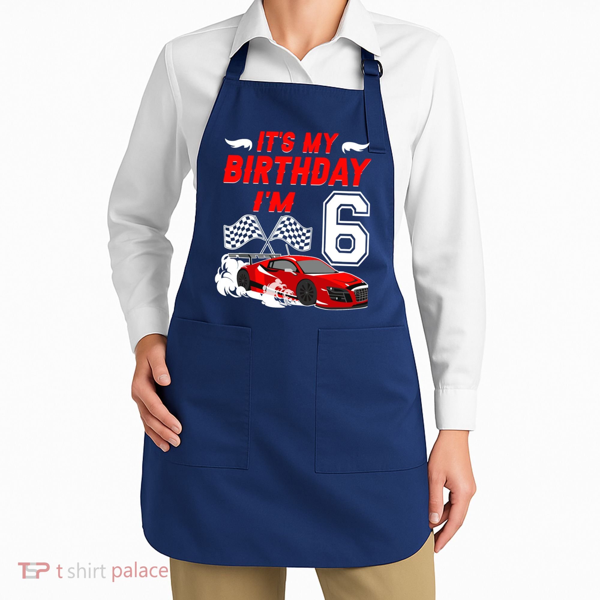 ItS My 6th Birthday Boy Race Car Racing 6 Years Old Apron