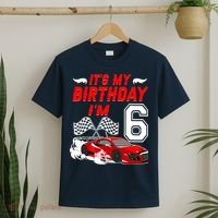 ItS My 6th Birthday Boy Race Car Racing 6 Years Old T-Shirt thumb 2