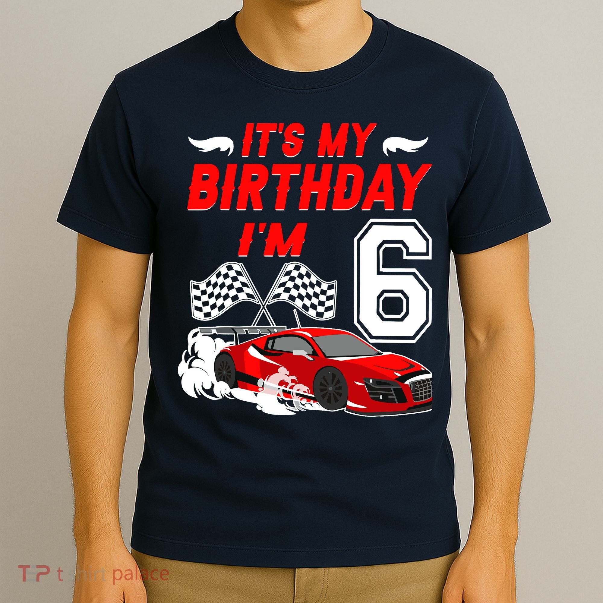ItS My 6th Birthday Boy Race Car Racing 6 Years Old T-Shirt