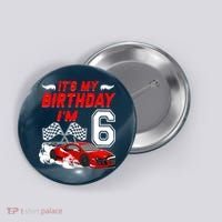 ItS My 6th Birthday Boy Race Car Racing 6 Years Old Button thumb 0