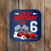 ItS My 6th Birthday Boy Race Car Racing 6 Years Old Coaster thumb 0