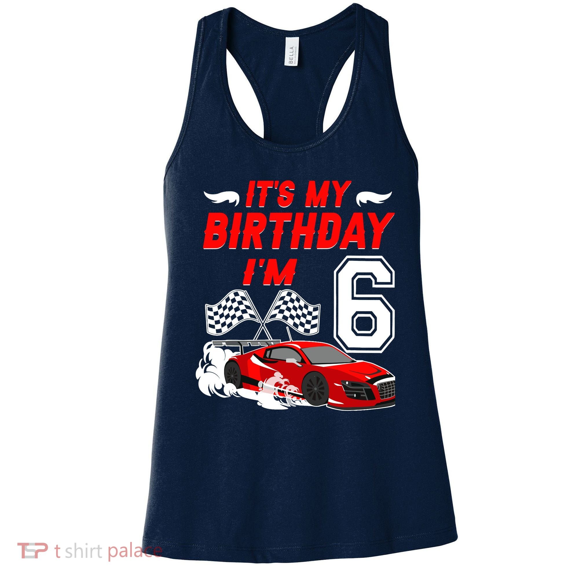 ItS My 6th Birthday Boy Race Car Racing 6 Years Old Women's Tank Top