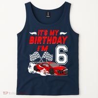 ItS My 6th Birthday Boy Race Car Racing 6 Years Old Tank Top thumb 2