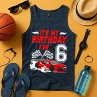 ItS My 6th Birthday Boy Race Car Racing 6 Years Old Tank Top thumb 4