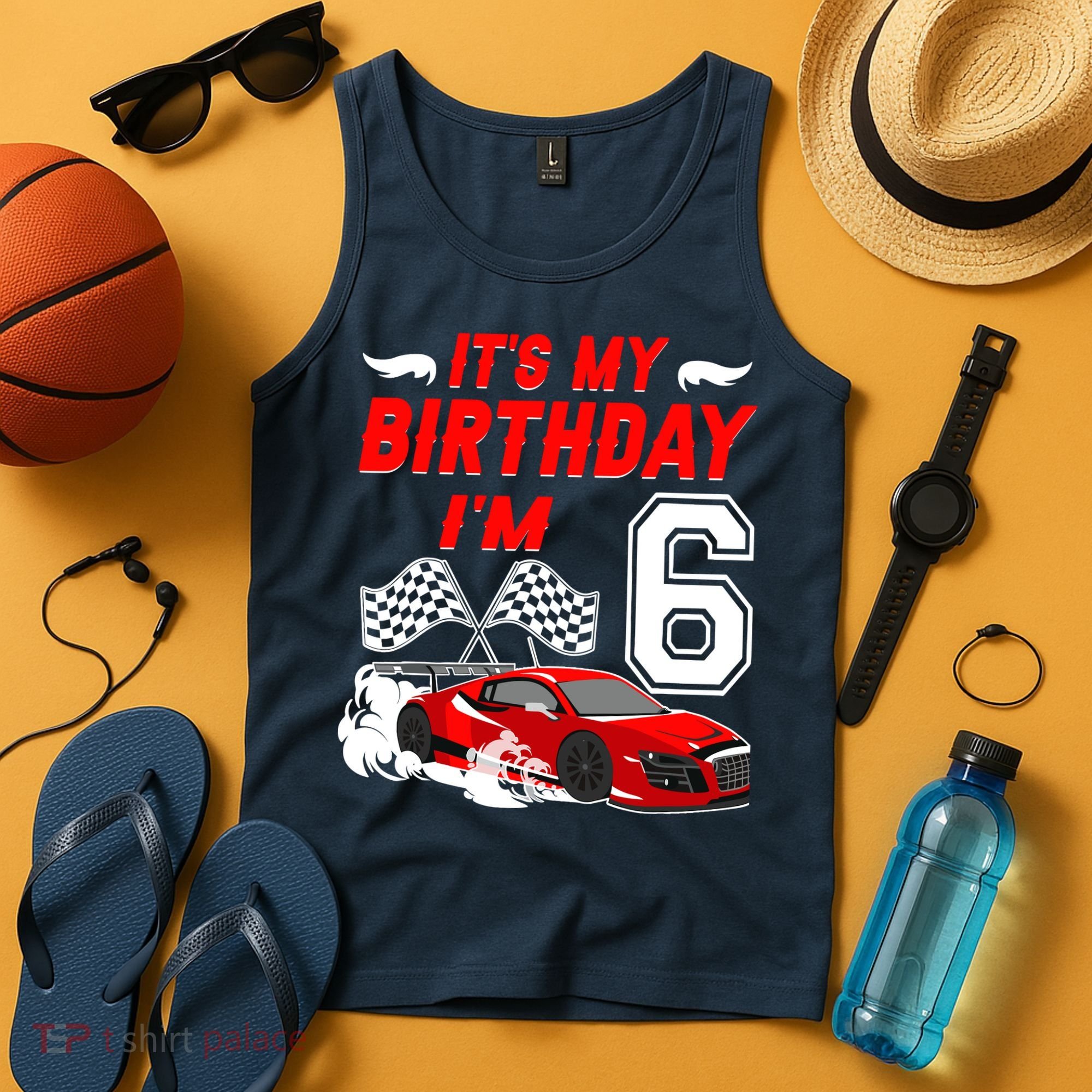 ItS My 6th Birthday Boy Race Car Racing 6 Years Old Tank Top