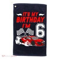 ItS My 6th Birthday Boy Race Car Racing 6 Years Old Golf Towel thumb 0
