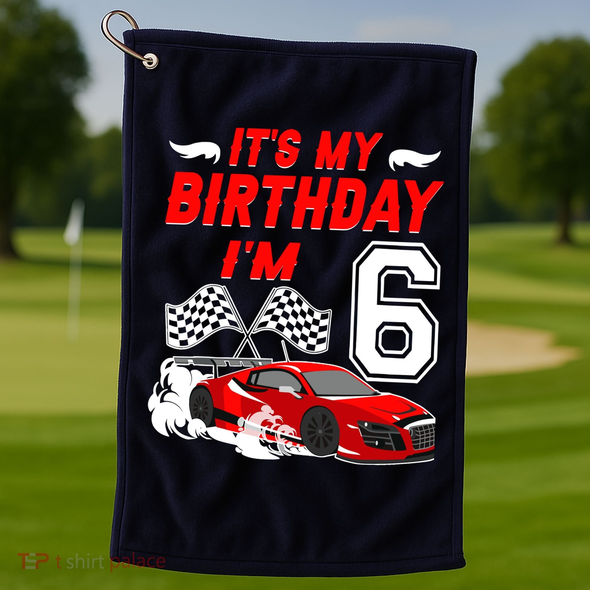 ItS My 6th Birthday Boy Race Car Racing 6 Years Old Golf Towel