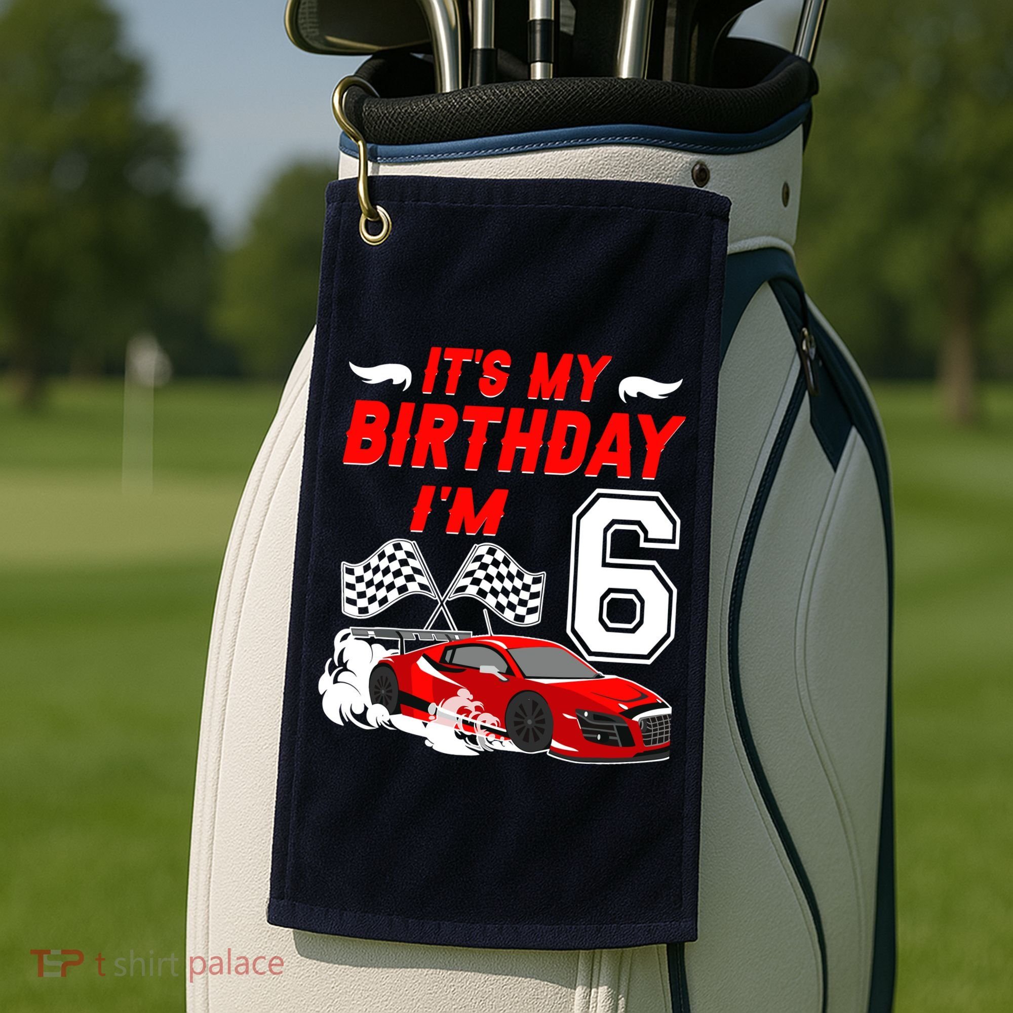 ItS My 6th Birthday Boy Race Car Racing 6 Years Old Golf Towel