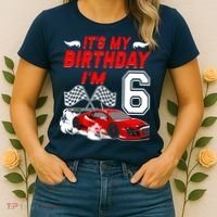 ItS My 6th Birthday Boy Race Car Racing 6 Years Old Women's T-Shirt thumb 2