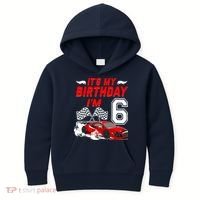 ItS My 6th Birthday Boy Race Car Racing 6 Years Old Kids Hoodie thumb 0