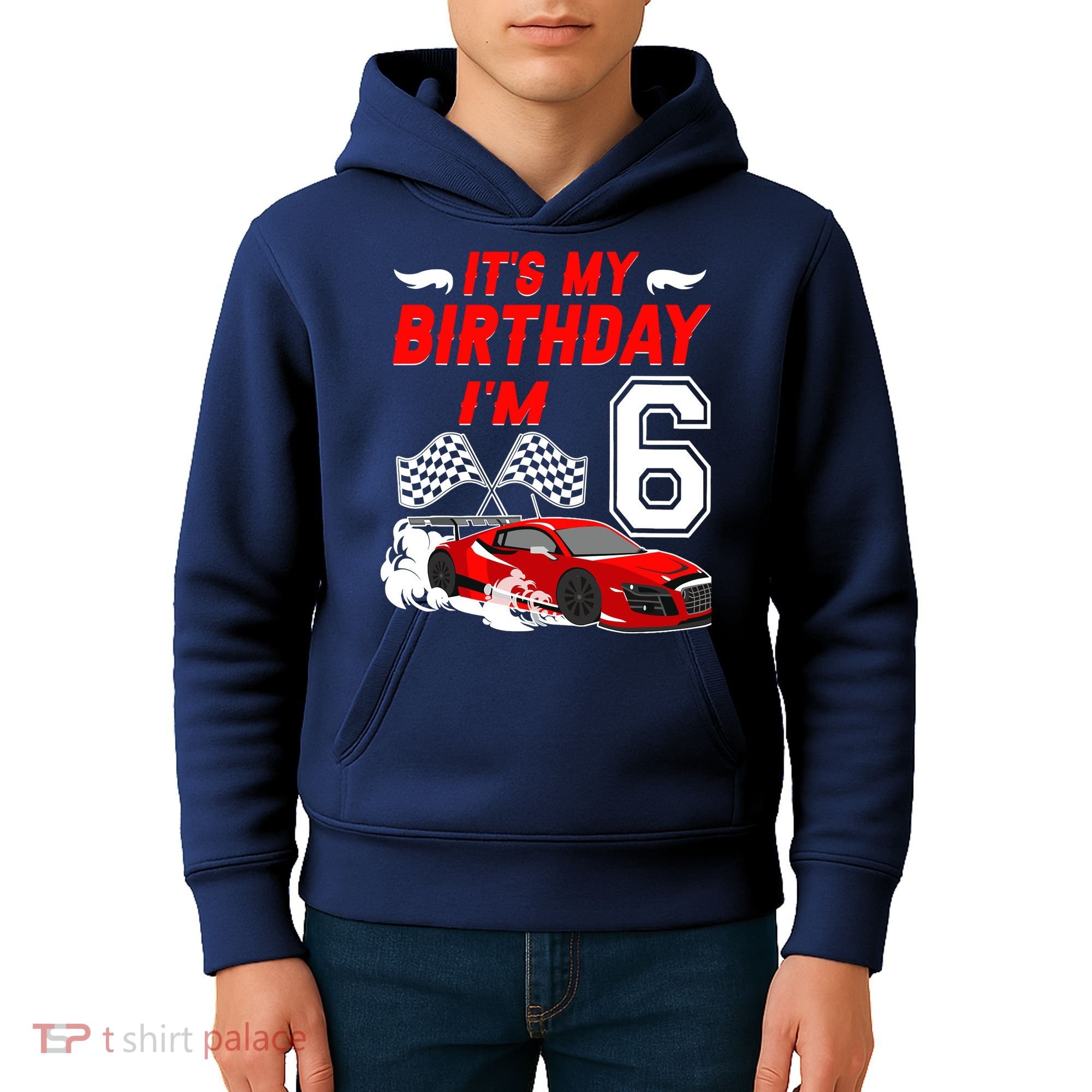 ItS My 6th Birthday Boy Race Car Racing 6 Years Old Kids Hoodie