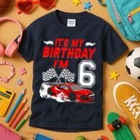 ItS My 6th Birthday Boy Race Car Racing 6 Years Old Kids T-Shirt thumb 3