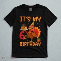 ItS My 6th Birthday Party Thanksgiving Turkey Birthday Bday T-Shirt thumb 5