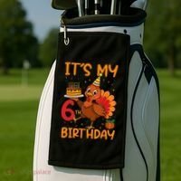ItS My 6th Birthday Party Thanksgiving Turkey Birthday Bday Golf Towel thumb 2