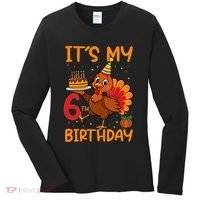 ItS My 6th Birthday Party Thanksgiving Turkey Birthday Bday Women's Long Sleeve Shirt thumb 0