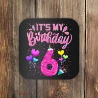 Its My 6th Birthday Doughnut Happy 6 Years Old Girl Kids Coaster thumb 0