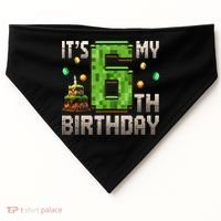It'S My 6th Birthday 6 Year Old Gamer Pixel Birthday Boy Style USA-Made Doggie Bandana thumb 0