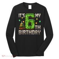 It'S My 6th Birthday 6 Year Old Gamer Pixel Birthday Boy Style Long Sleeve Shirt thumb 0