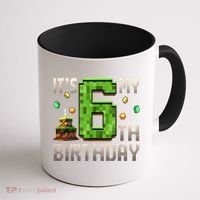 It'S My 6th Birthday 6 Year Old Gamer Pixel Birthday Boy Style Coffee Mug thumb 1