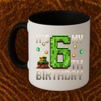 It'S My 6th Birthday 6 Year Old Gamer Pixel Birthday Boy Style Coffee Mug thumb 2