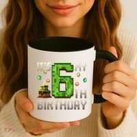 It'S My 6th Birthday 6 Year Old Gamer Pixel Birthday Boy Style Coffee Mug thumb 3