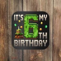 It'S My 6th Birthday 6 Year Old Gamer Pixel Birthday Boy Style Coaster thumb 0