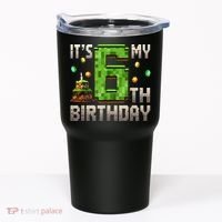 It'S My 6th Birthday 6 Year Old Gamer Pixel Birthday Boy Style Tumbler thumb 0