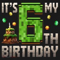 It'S My 6th Birthday 6 Year Old Gamer Pixel Birthday Boy Style Ornament thumb 1