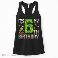 It'S My 6th Birthday 6 Year Old Gamer Pixel Birthday Boy Style Women's Tank Top thumb 0