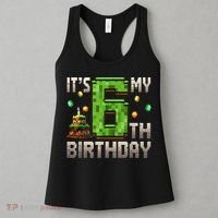 It'S My 6th Birthday 6 Year Old Gamer Pixel Birthday Boy Style Women's Tank Top thumb 3