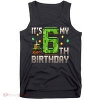It'S My 6th Birthday 6 Year Old Gamer Pixel Birthday Boy Style Tank Top thumb 0
