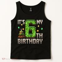 It'S My 6th Birthday 6 Year Old Gamer Pixel Birthday Boy Style Tank Top thumb 2