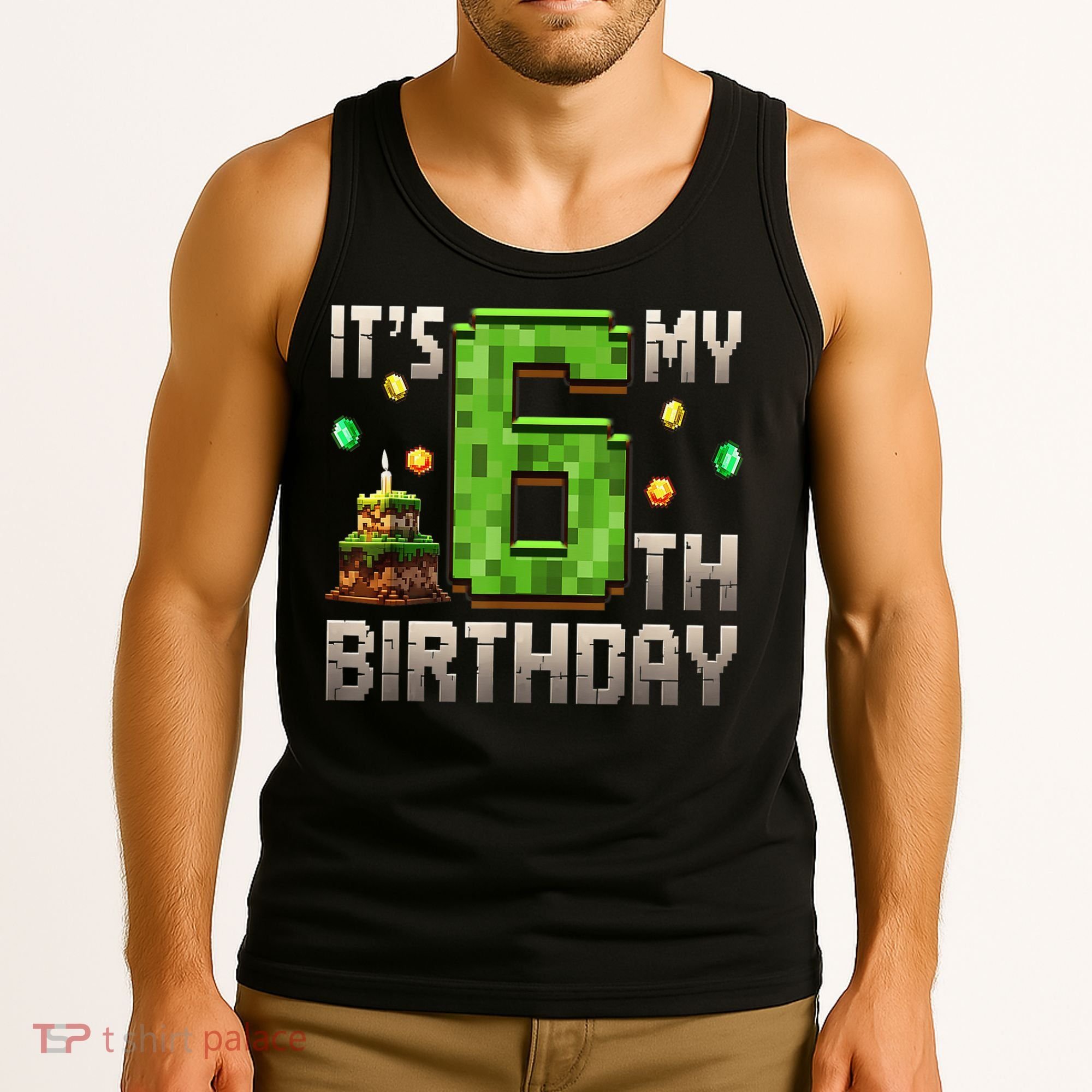 It'S My 6th Birthday 6 Year Old Gamer Pixel Birthday Boy Style Tank Top
